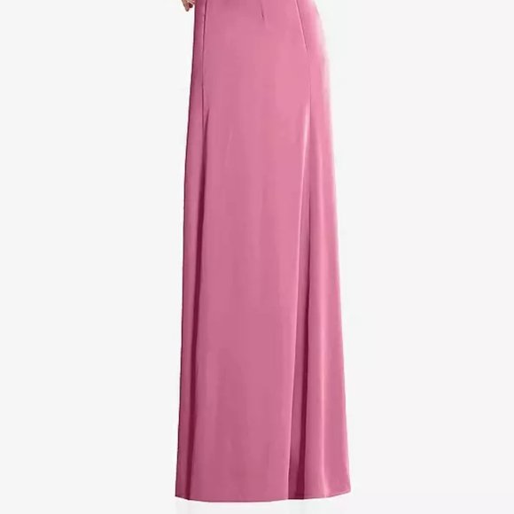 After Six 6855...Draped Twist Halter Low-Back Satin Empire Dress...Pink...Sz 12 - Picture 4 of 8